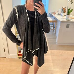 Johnny was whipstitch gray sweater wrap size XS cashmere